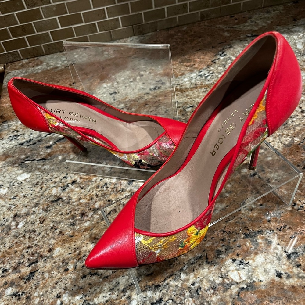 Kurt Geiger London sexy pink leather high heels. Sz 38/US 7.5-8 All leather.